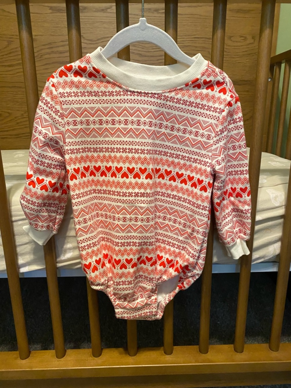 Old Navy Red and White Heart-Print Baby One-Piece